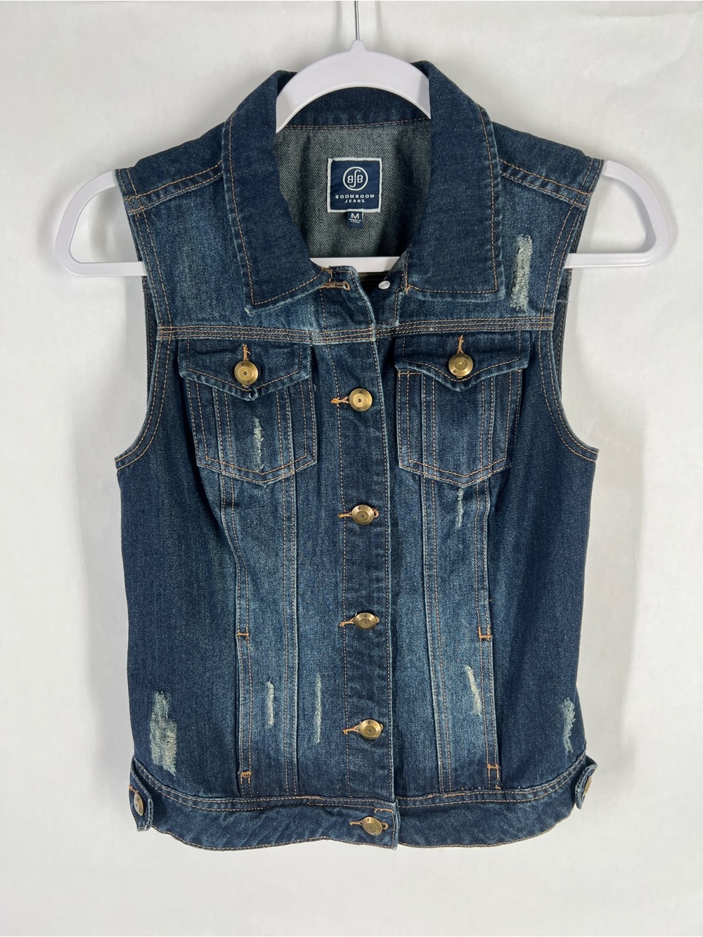Boom‎ Boom Jeans Dark Wash Distressed Denim Vest Medium